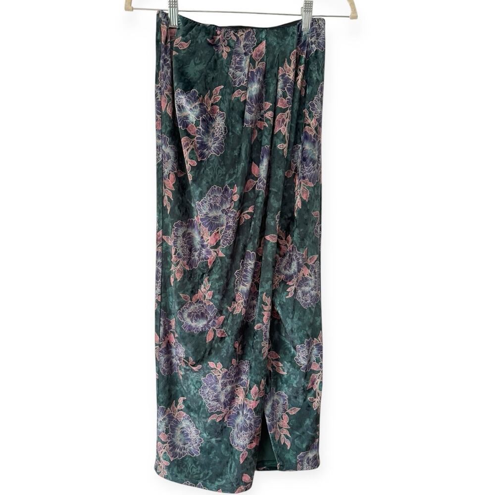 NWT Free People Poets Velvet Sarong Skirt Emerald Combo Size XS